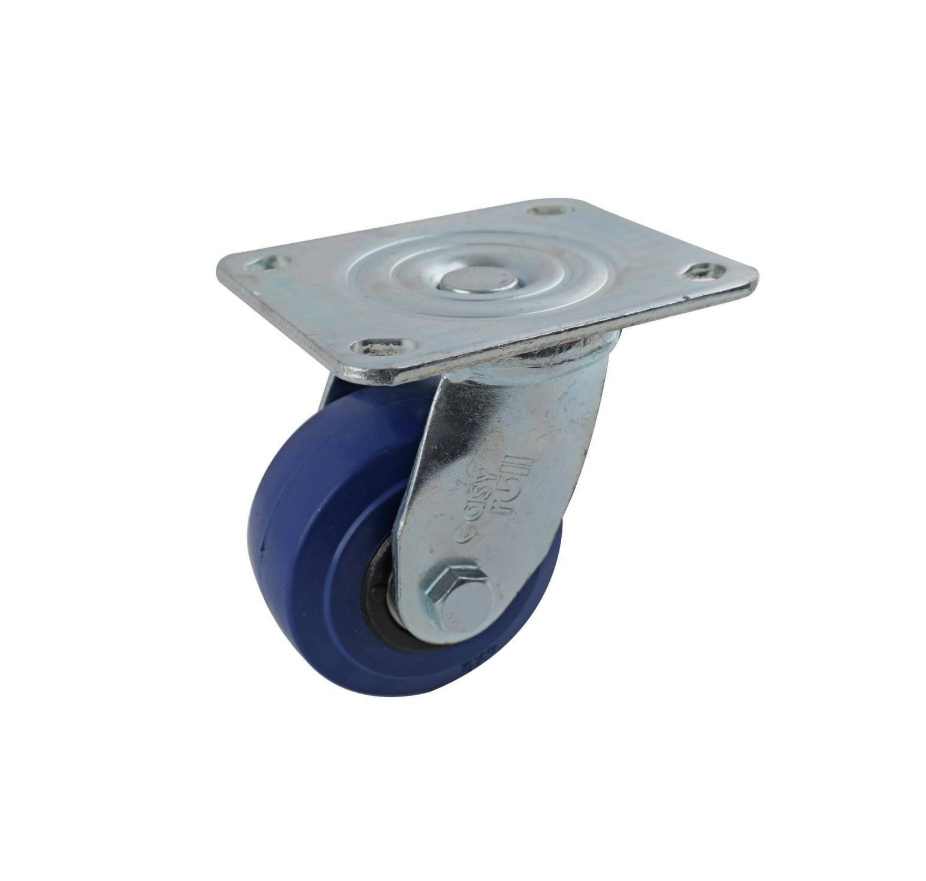 100MM BLUE RUBBER SWIVEL PLATE CASTOR