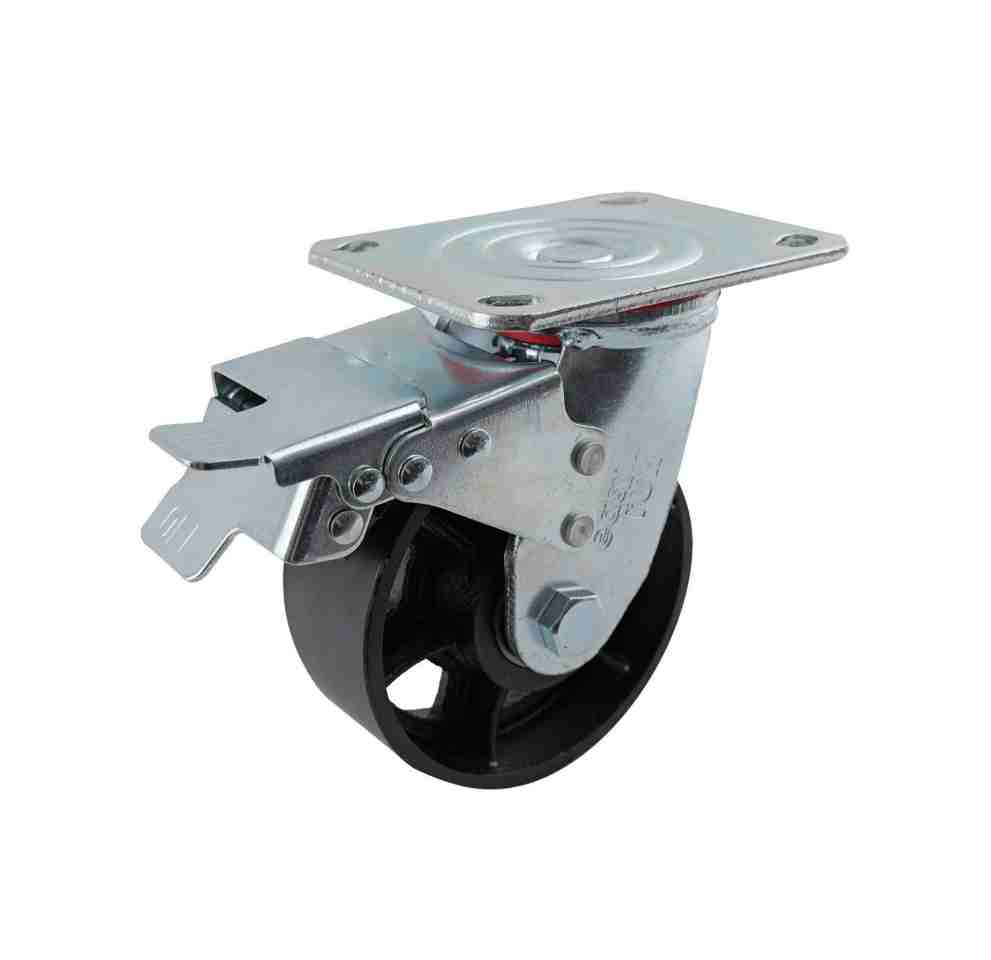 125MM CAST IRON SWIVEL PLATE BRAKE CASTOR