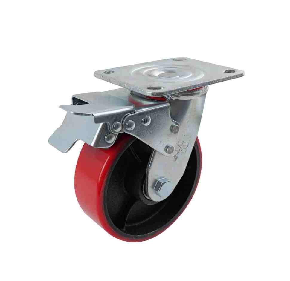150MM RED URETHANE/CI SWIVEL PLATE BRAKE