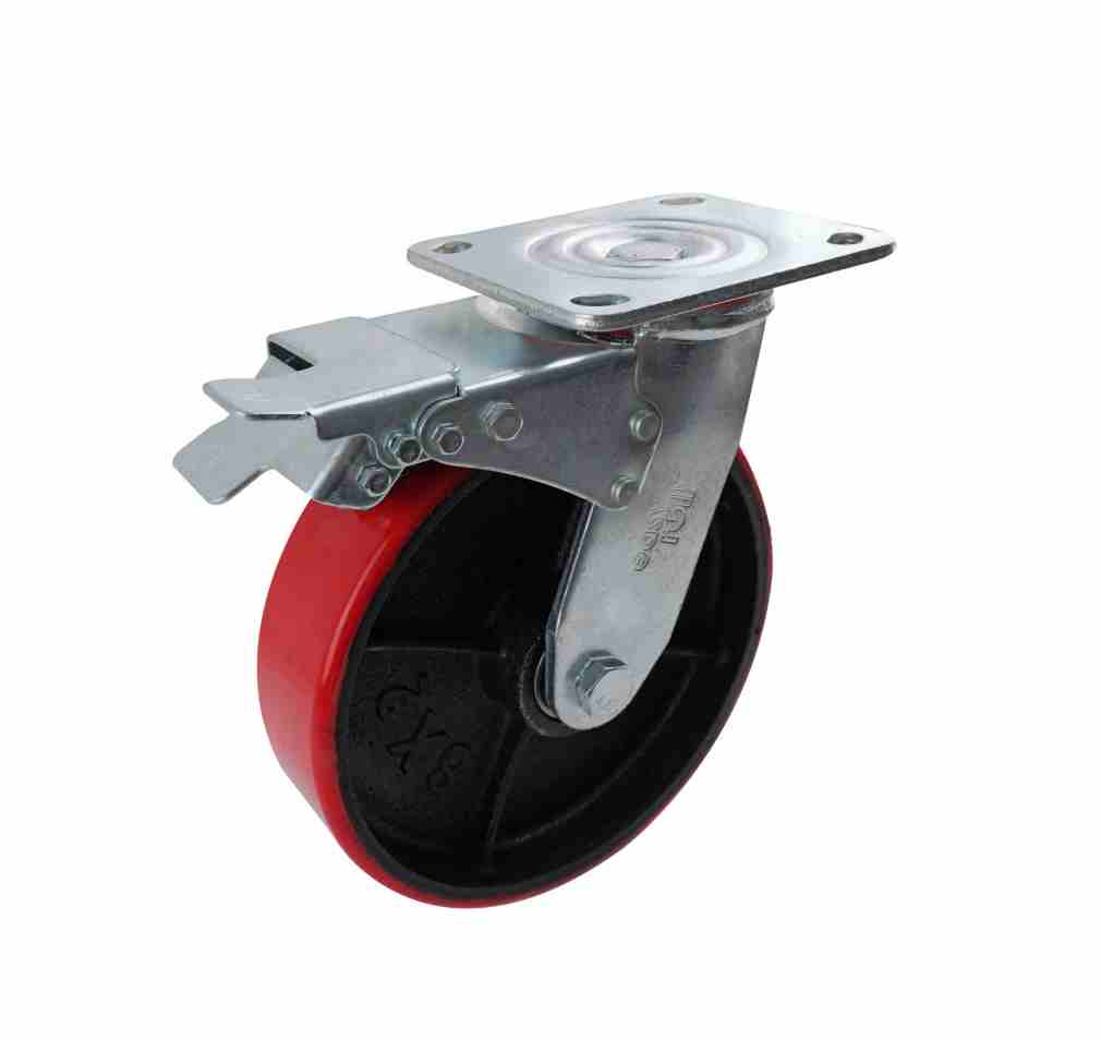 200MM RED URETHANE/CI SWIVEL PLATE BRAKE CAST