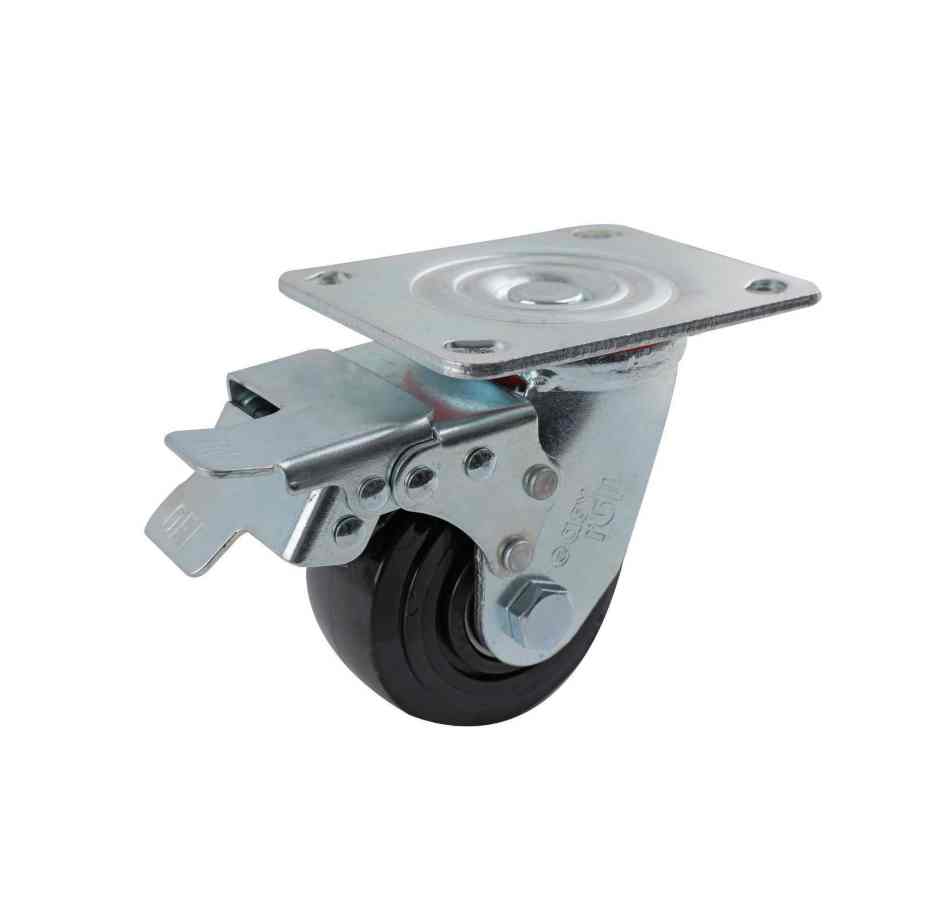 100MM BLACK NYLON SWIVEL PLATE BRAKE CASTOR