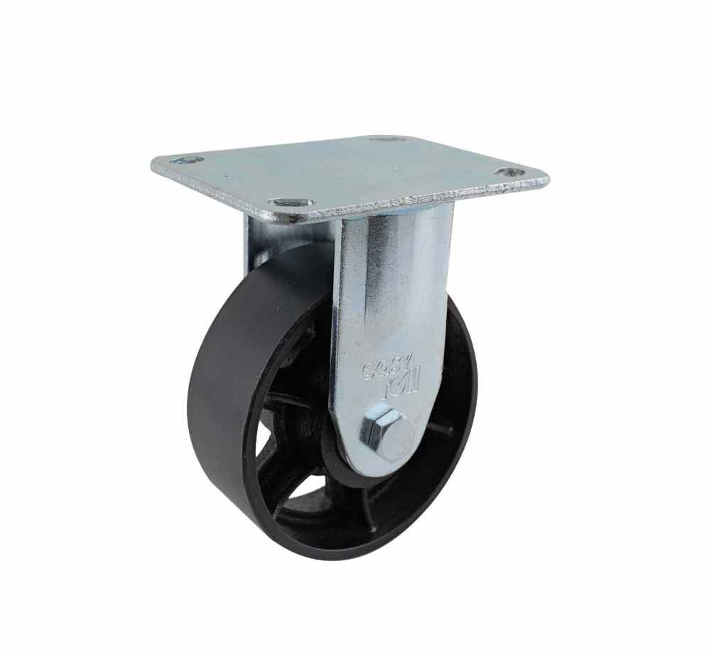 150MM CAST IRON FIXED PLATE CASTOR