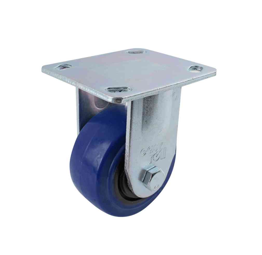 100MM BLUE RUBBER FIXED PLATE CASTOR