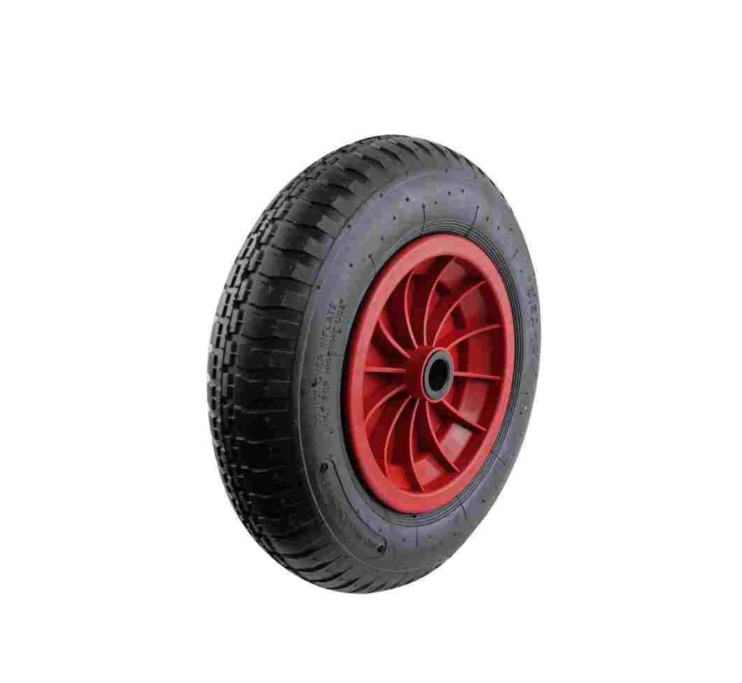 Pneumatic Wheelbarrow Wheel 350mm Red Plastic Hub