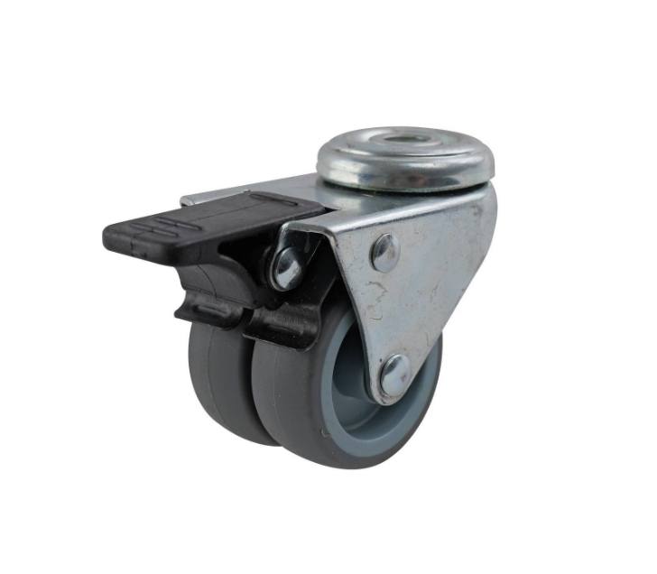 50MM GREY RUBBER TWIN BOLT HOLE BRAKE CASTOR