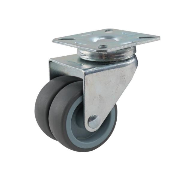 50MM GREY RUBBER TWIN SWIVEL PLATE CASTOR