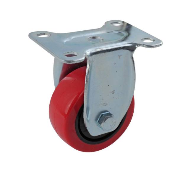 3 in. Red Polyurethane and Steel Rigid Plate Caster with 175 lb. Load Rating