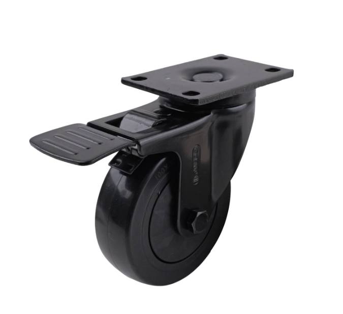 100MM BLACK PVC WITH PP CORE SWIVEL WITH TOTA