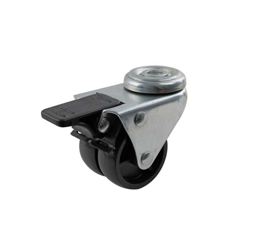 50MM BLACK NYLON TWIN BOLT HOLE BRAKE CASTOR