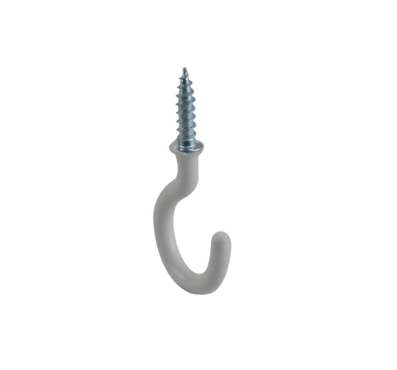 CUP HOOK 25 WHT PVC 25PCS