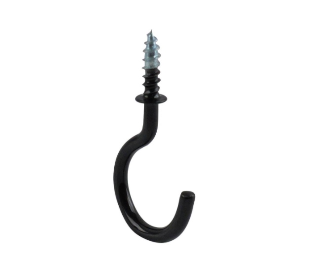CUP HOOK 25 BLACK POWDER COATED 10PK BAG SIZE