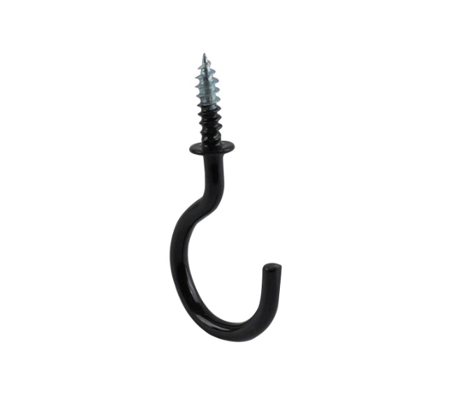CUP HOOK 32 BLACK POWDER COATED 10PK BAG SIZE