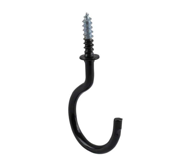 CUP HOOK 38 BLACK POWDER COATED 10PK BAG SIZE