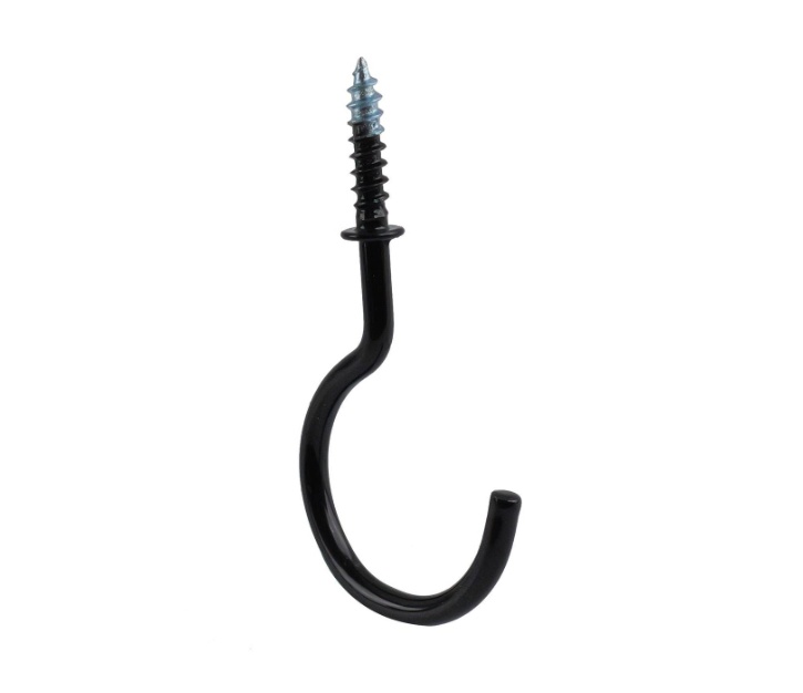 CUP HOOK 50 BLACK POWDER COATED 10PK BAG SIZE