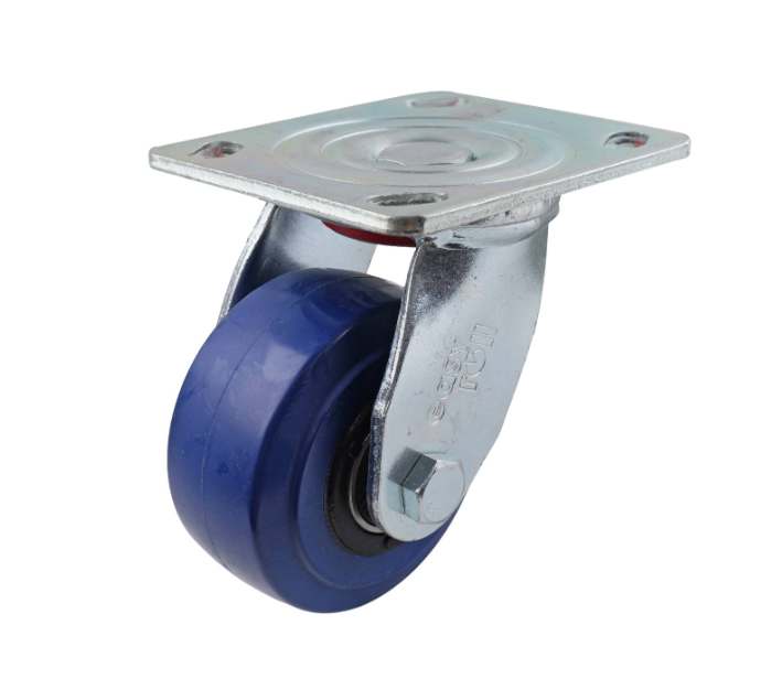100MM BLUE RUBBER SWIVEL PLATE CASTOR