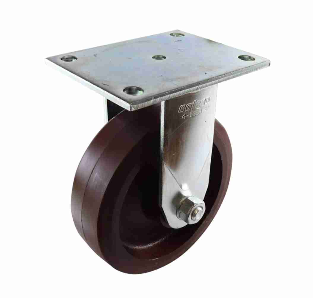 150MM URETHANE/CAST IRON FIXED PLATE CASTOR