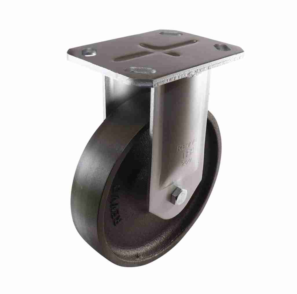 200MM CAST IRON FIXED PLATE CASTOR