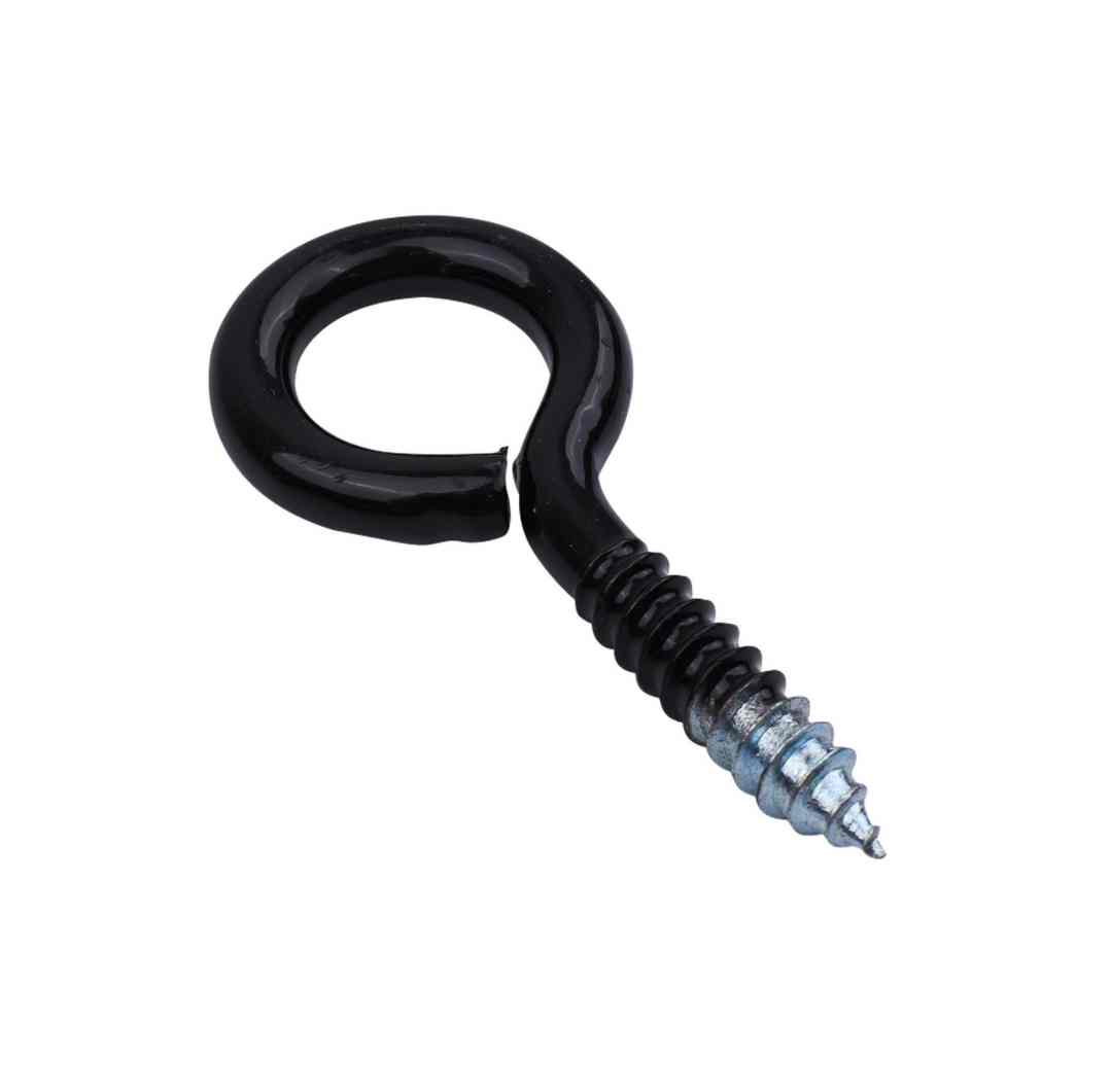SCREW EYES 75MM BLACK 10 PACK
