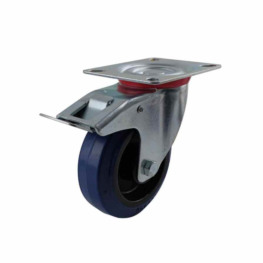 CASTOR SWIVEL BRK 100 BLU ELS RUB