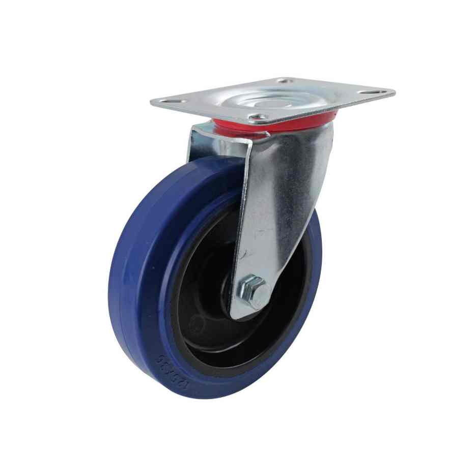 125MM BLUE ELASTIC RUBBER SWIVEL PLATE