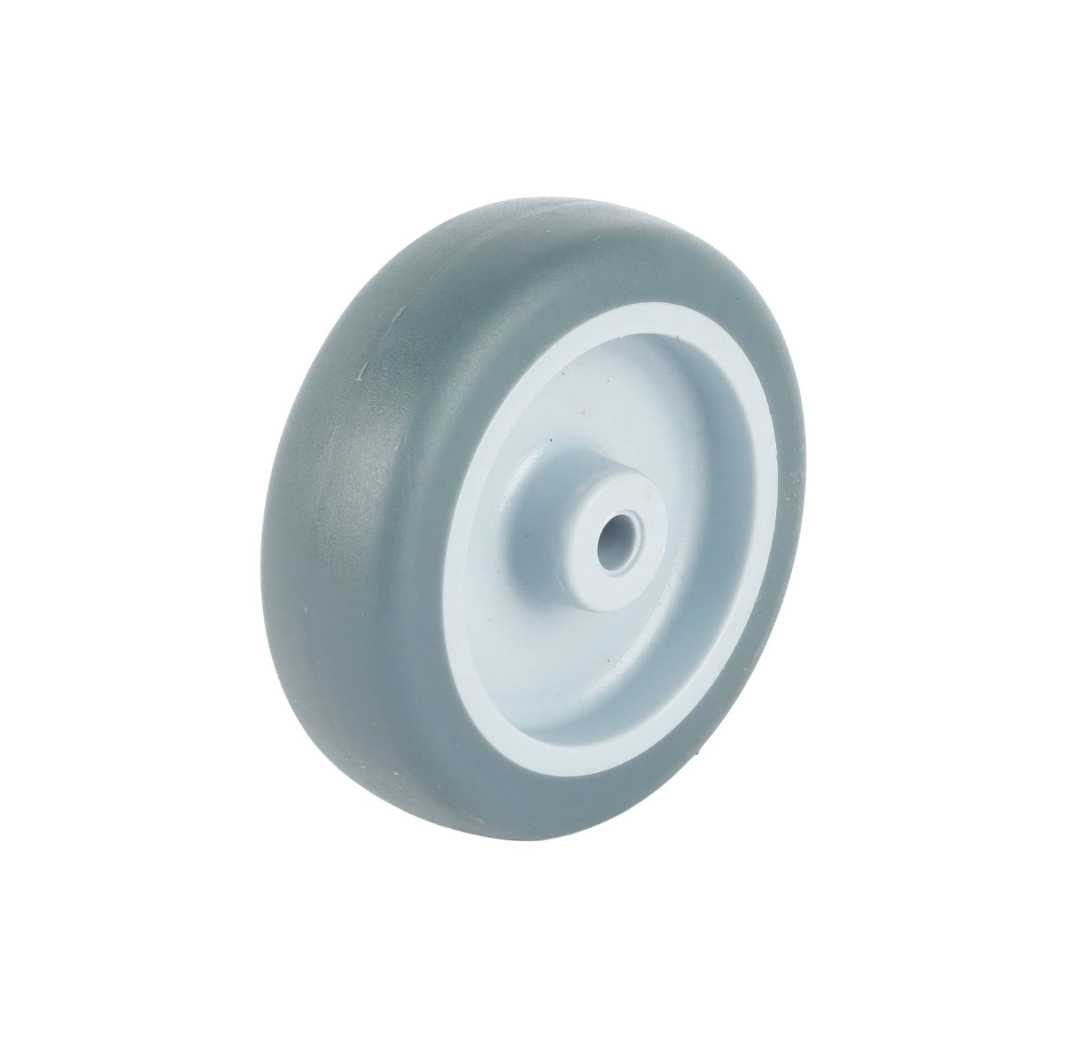 Grey rubber wheel 75mm, width 24mm, hub diameter 8, 45kg