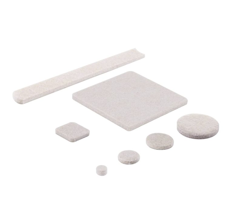 Assorted Beige Self-Adhesive Round Furniture Sliders, Felt Pads for Hard Floors Value Pack (192-Piece)