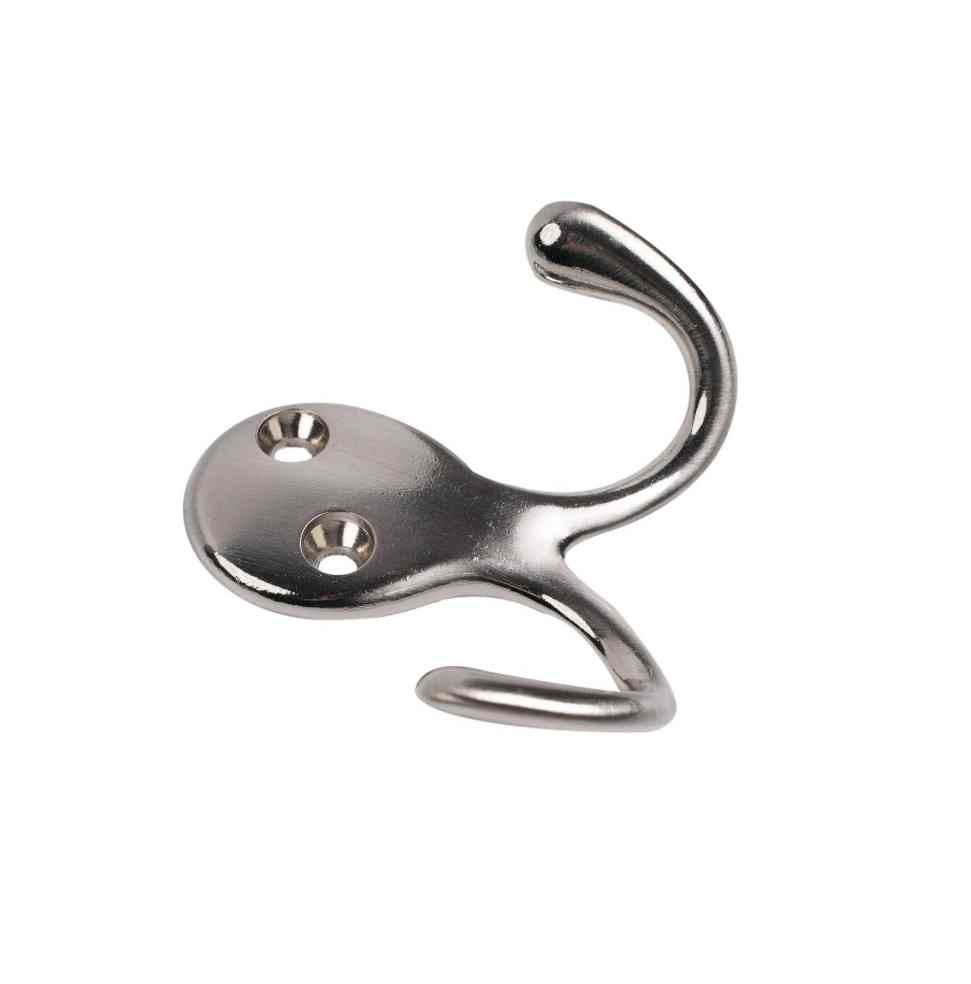 Double Robe Hook Satin Nickel PK2