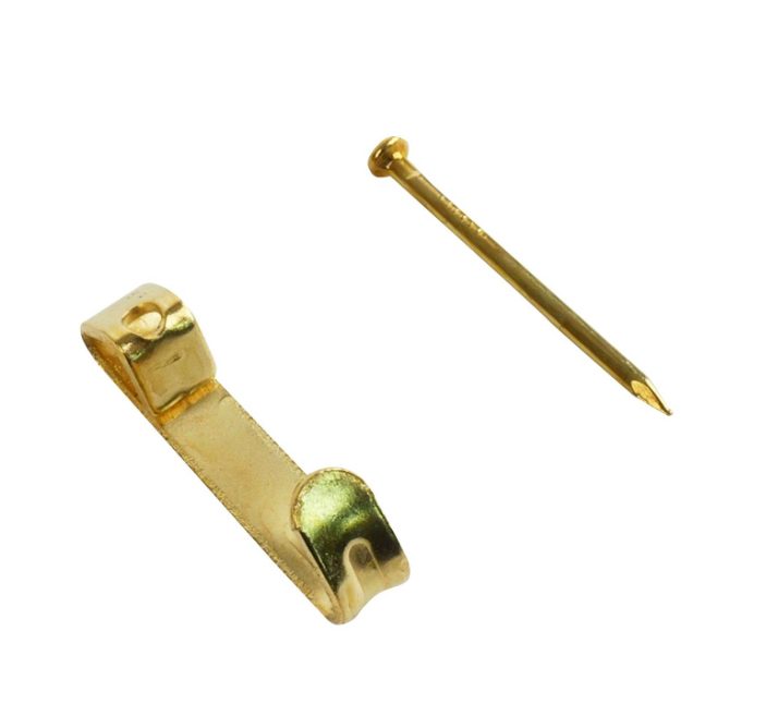 Picture Hooks & Pins Small Brass Plated PK20