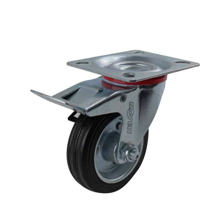 75MM BLACK RUBBER METAL CENTRE BRAKE CASTOR