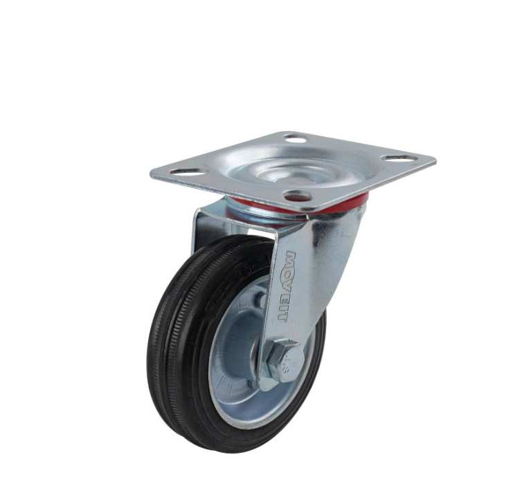 75MM BLACK RUBBER METAL CENTRE SWIVEL CASTOR