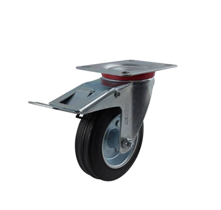 100MM BLACK RUBBER METAL CENTRE BRAKE CASTOR