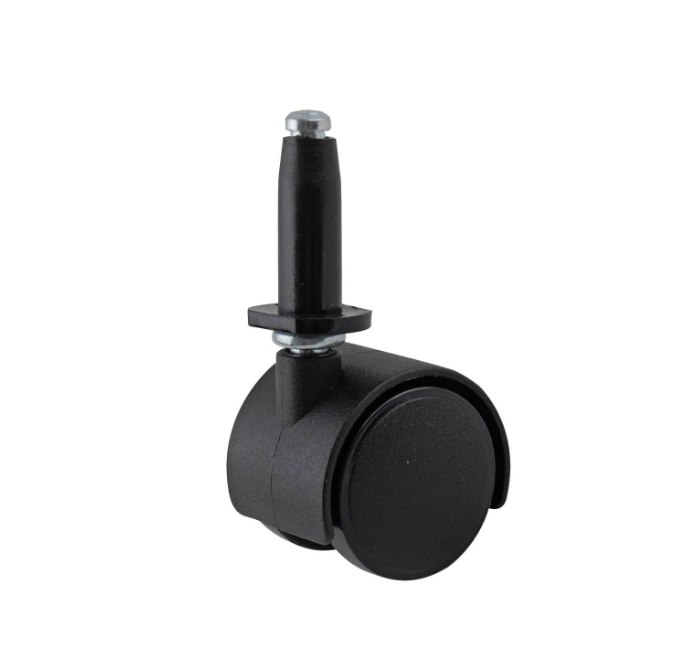 Black Polypropylene swivel twin wheels 35mm, with 35mm shank, 30kg