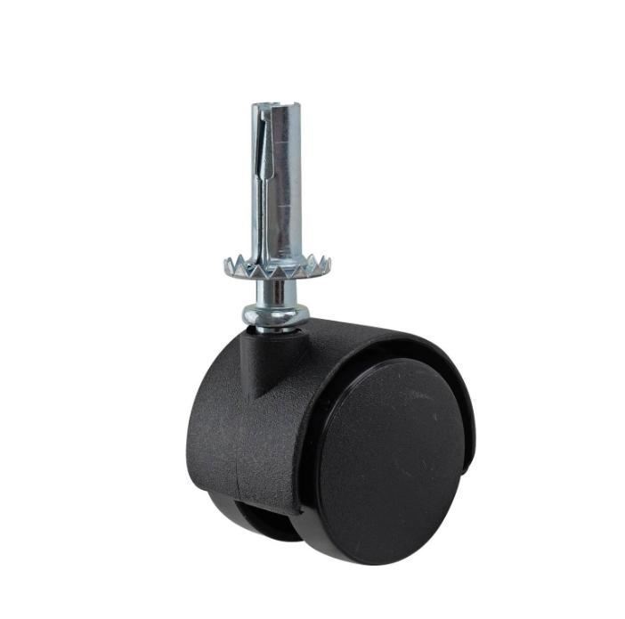 Twin Castor Black Polypropylene with Stem, 40mm, Pack of 4, 72kg