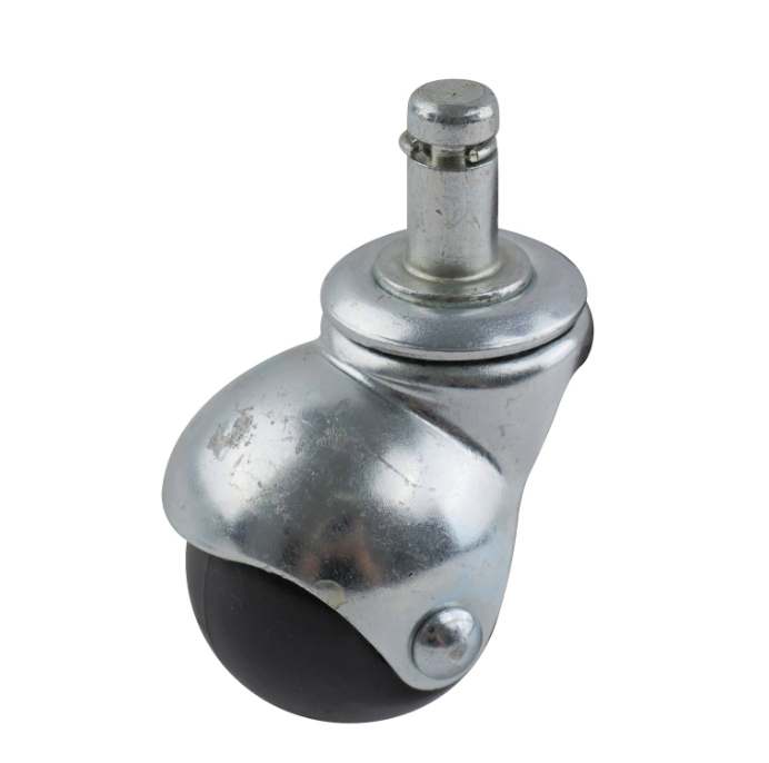 Black Polypropylene swivel ball wheel 40mm, stem with plastic socket, chrome plated, 40kg