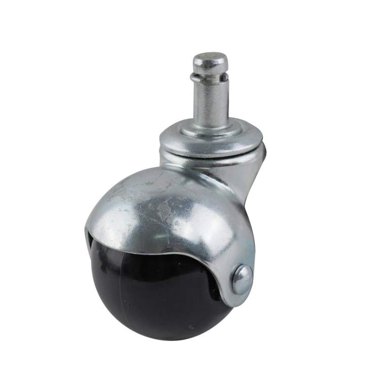Black Polypropylene swivel ball wheel 50mm, with shank, chrome plated, 40kg