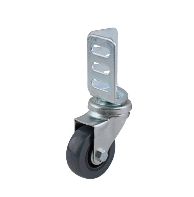 Black PU swivel wheel, zinc plated fork, bracket stem, 35kg