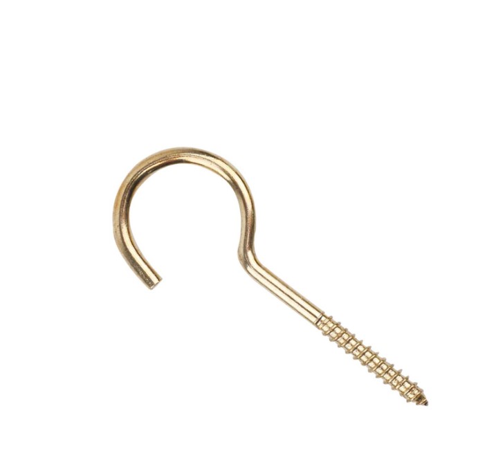 Screw Hooks 80mm Brass Plated PK2