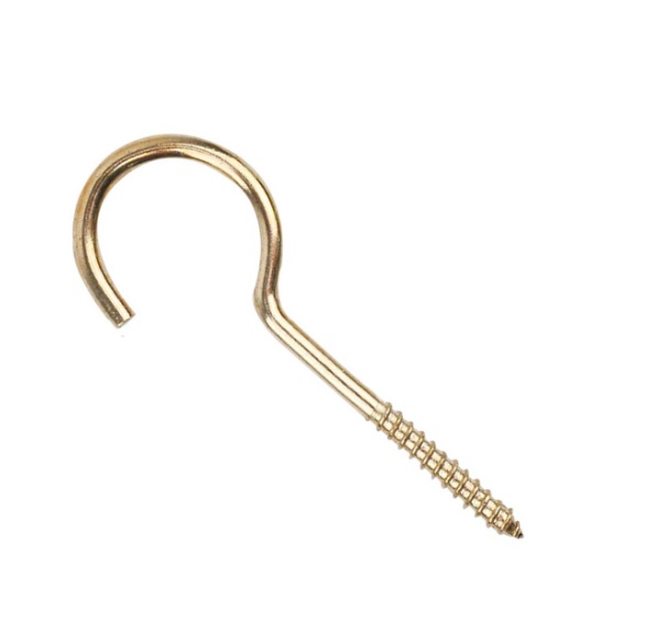 Screw Hooks 100mm Brass Plated PK1