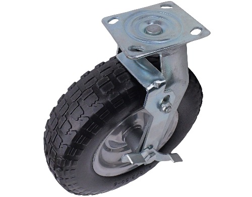 Solid Rubber Swivel Caster with Side Brake 12IN