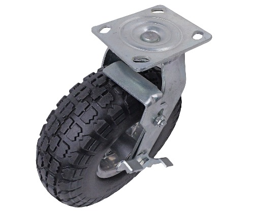 Solid Rubber Swivel Caster with Side Brake 10IN