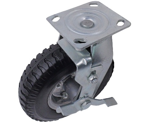 Solid Rubber Swivel Caster with Side Brake 8IN