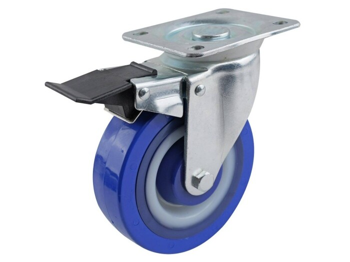 5-Inch Swivel Plate Polyamide Caster with Brake, 440-lb Load Capacity