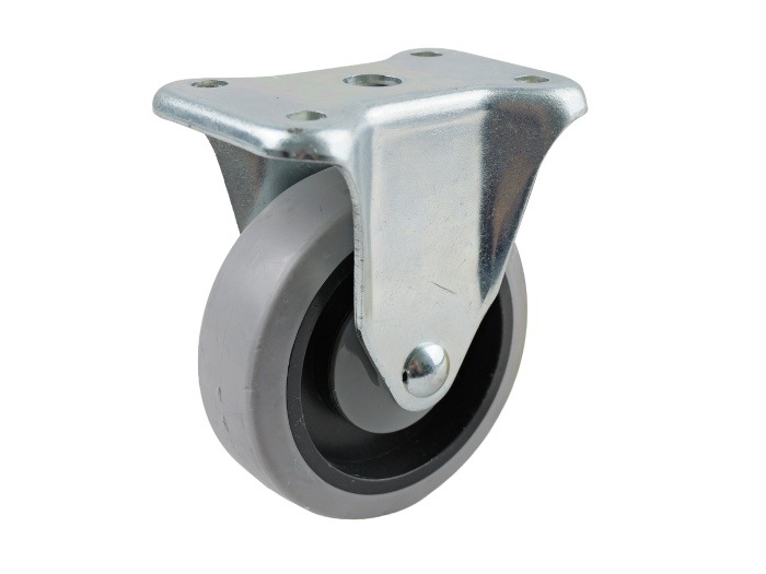 4-Inch Rigid Plate Caster, Rubber Wheel, 250-lb Load Capacity