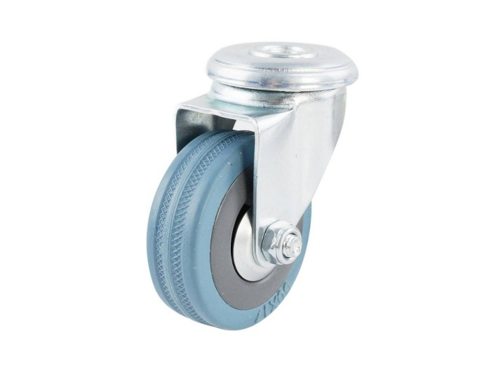 Castor Blue/Grey Rubber Swiv/Bolt Hole 50mm