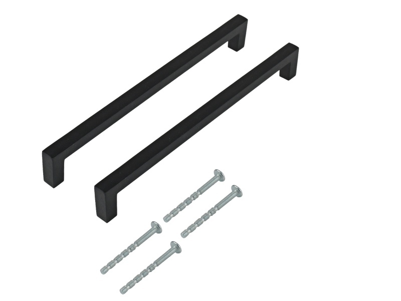 Handle - Square Bar 200mm Matt Black PK2