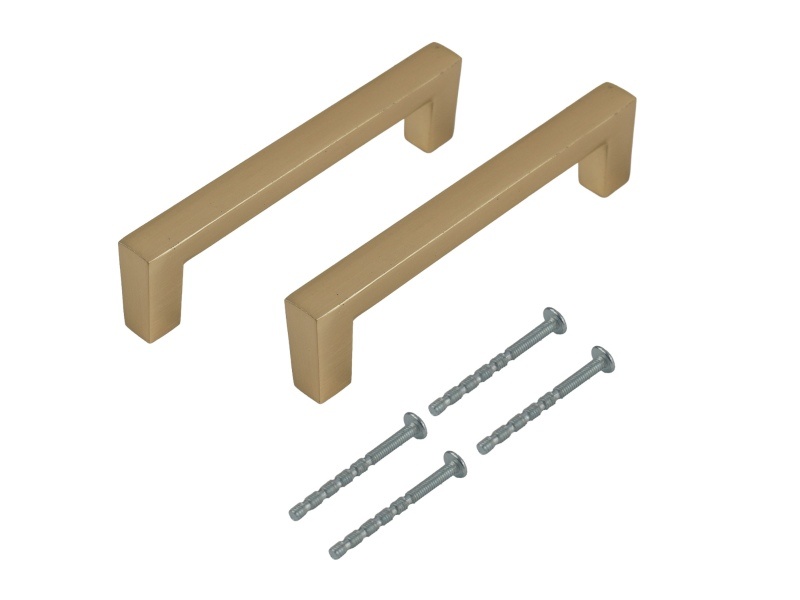Handle - Square Bar 96mm Brushed Brass PK2