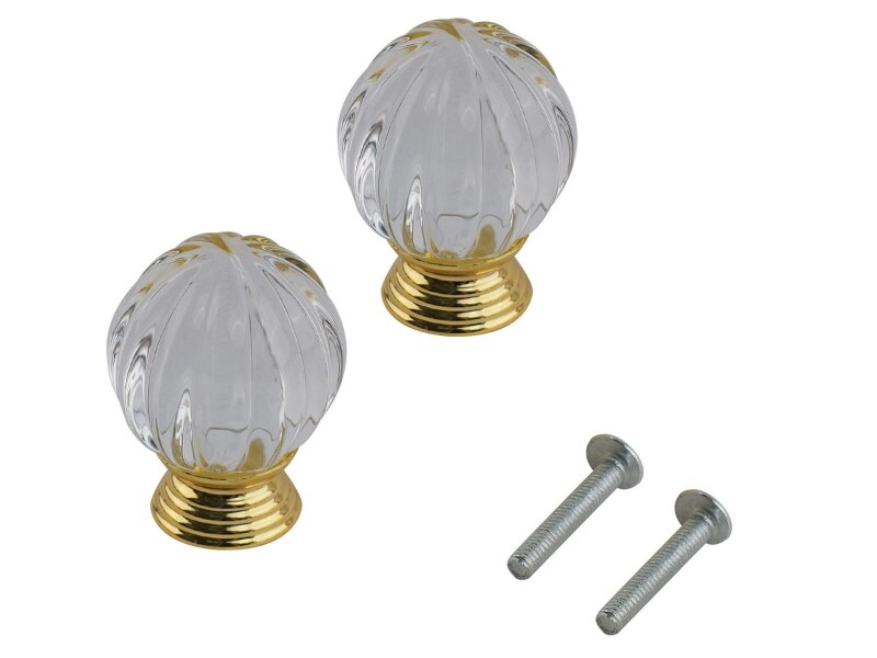 Fluted Glass Cabinet Knob 32mm PK2