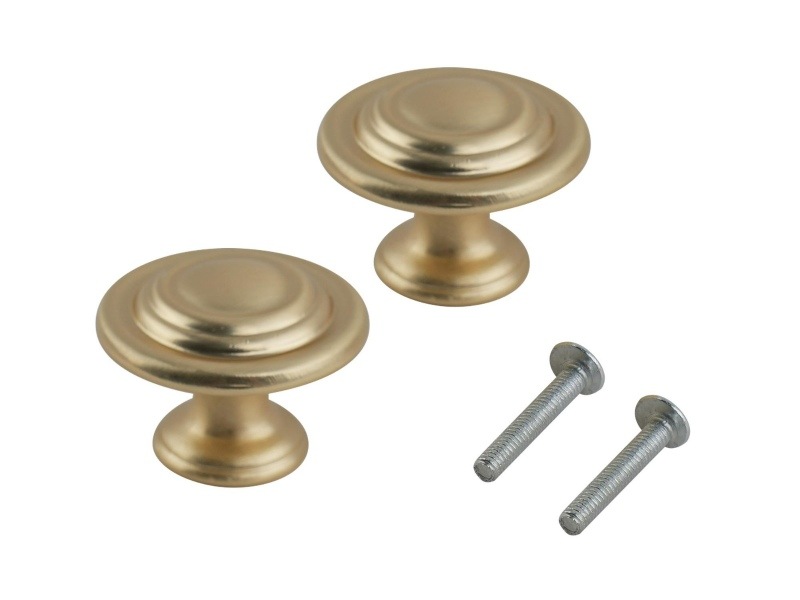 Toledo Circular Knob Brushed Brass Pk2