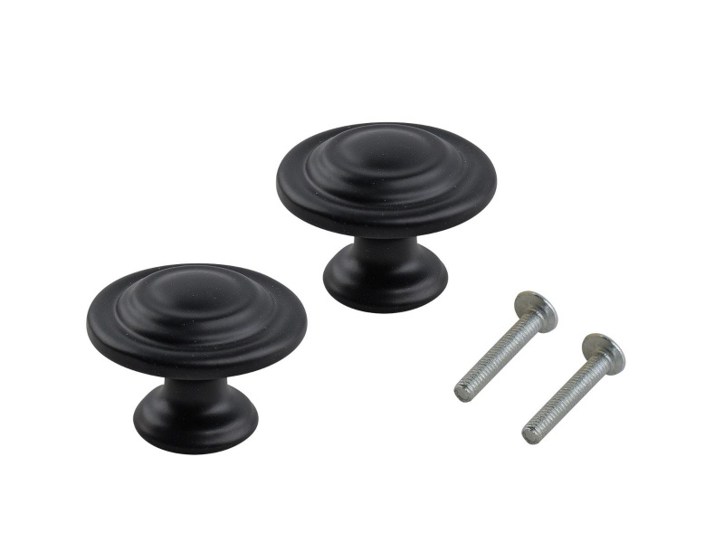 Toledo Circular Knob Matt Black PK2