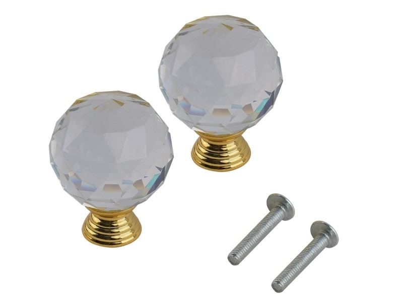 Crystal Ball Glass Knob 30mm PK2